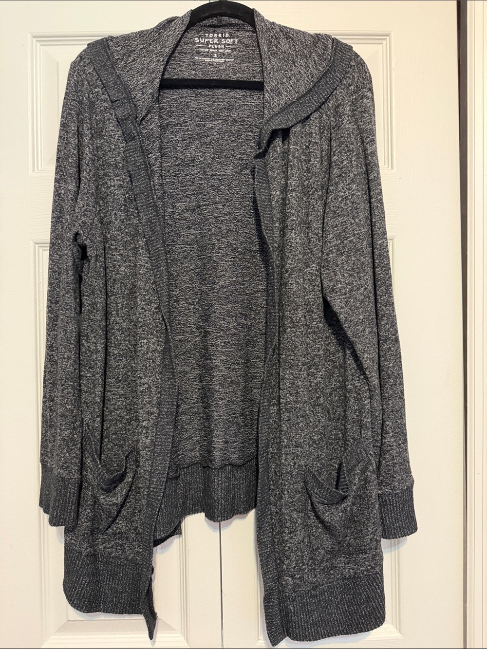 torrid Charcoal Hooded Open-Front Cardigan